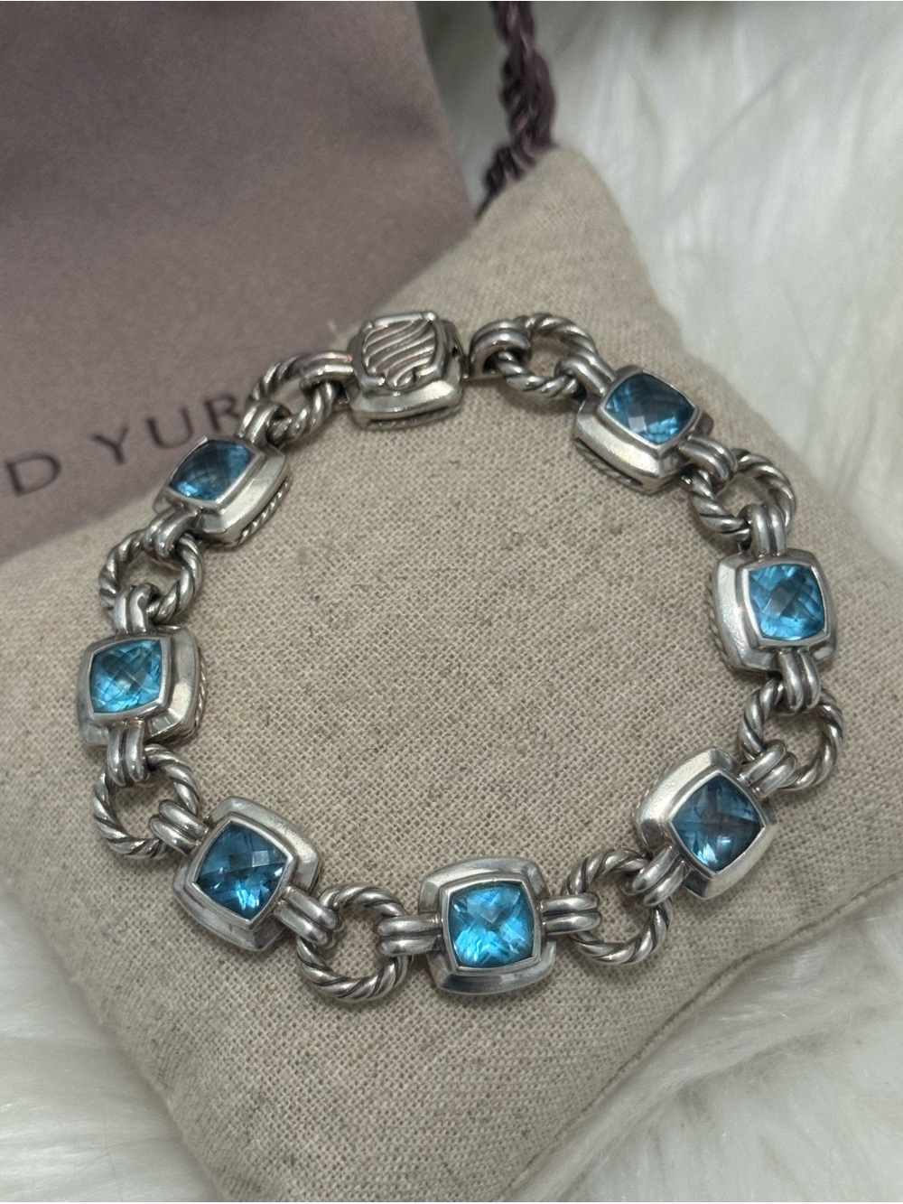 David Yurman .925 Blue Topaz Renaissance Chain Bracelet - Picture 8 of 10